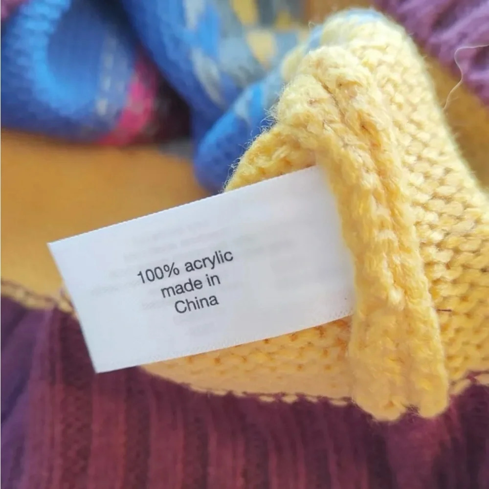 Lane Bryant Plus Crew Neck Fair Isle Sweater Stripe Yellow Red Blue 14/16 1X - Picture 7 of 9